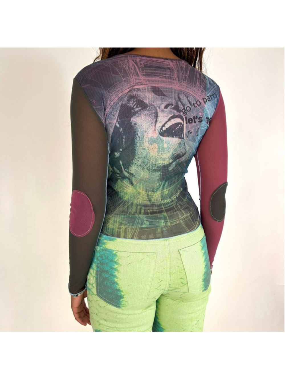 vintage Cop Copine psychedelic mesh long sleeve
